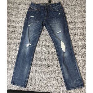 American Eagle Slim Straight Jeans 30 X 32 Blue Denim‎ Extreme Flex Distressed